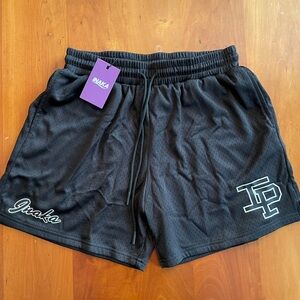 Brand New Authentic Inaka Power Black Athletic Mesh Shorts with White Logo